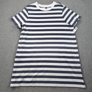 Old Navy Crew Neck Striped T-Shirt Dress Women's X-Large Gray/White Short Sleeve